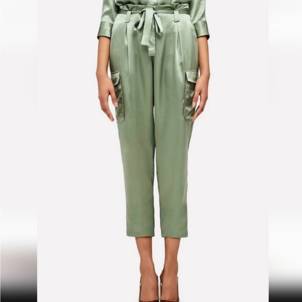 NWT L’AGENCE Roxy Paper Bag Cargo Pants 100% Silk Sz 4